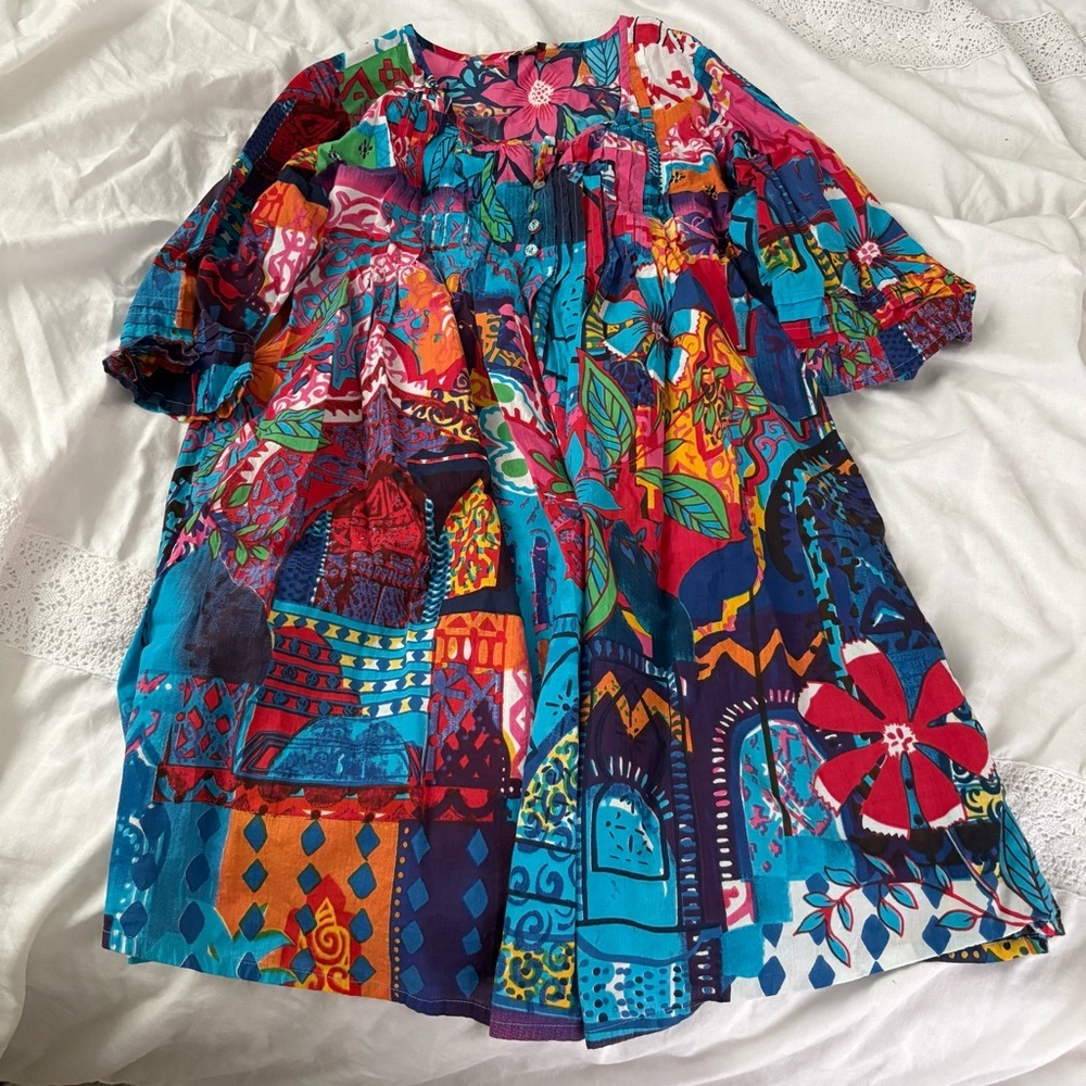 Orientique Naturally Australian Pocket Full Of Flowers Organic Cotton Dress